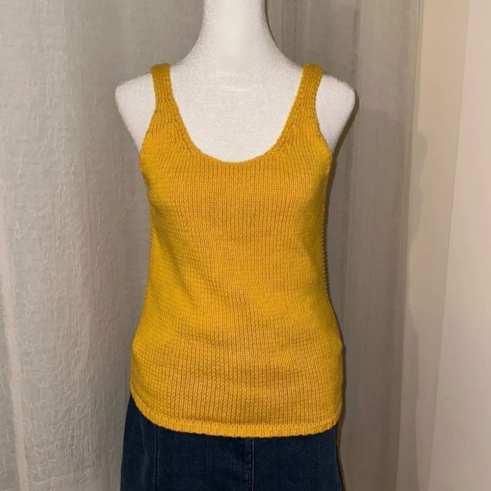 Lucky Brand S Yellow Gold Knit Thin Strap Sleeveless Tank Top